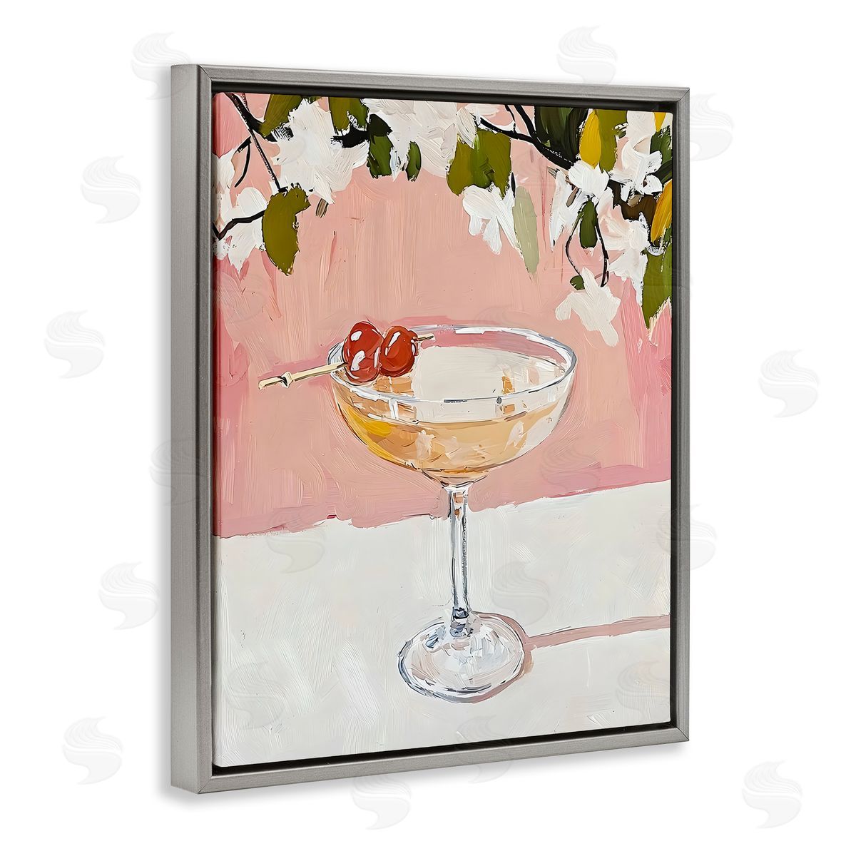 Riley B Pink Cocktail with Apple Blossoms Canvas Wall Art Print