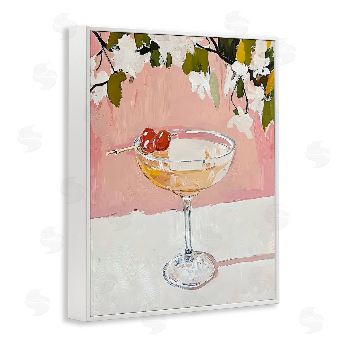 Riley B Pink Cocktail with Apple Blossoms Canvas Wall Art Print