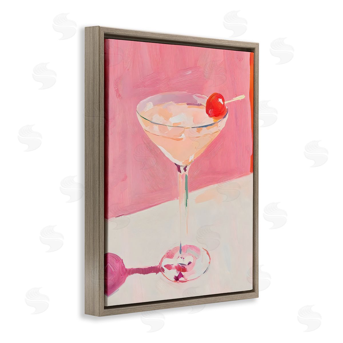 Riley B Pink Cherry Cocktail Canvas Wall Art Print