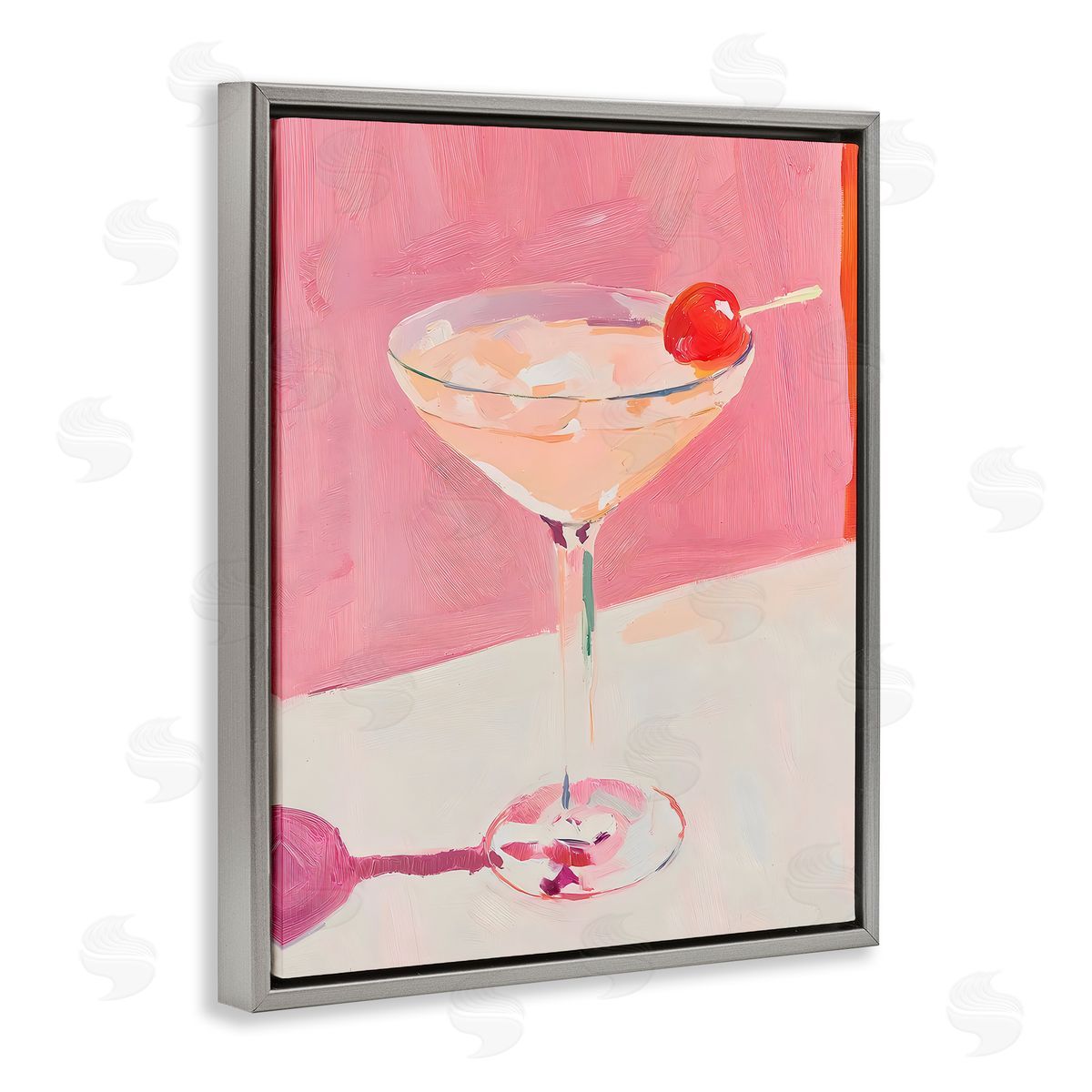 Riley B Pink Cherry Cocktail Canvas Wall Art Print