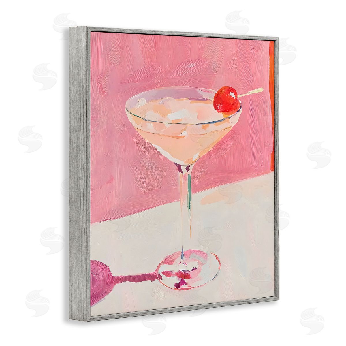 Riley B Pink Cherry Cocktail Canvas Wall Art Print