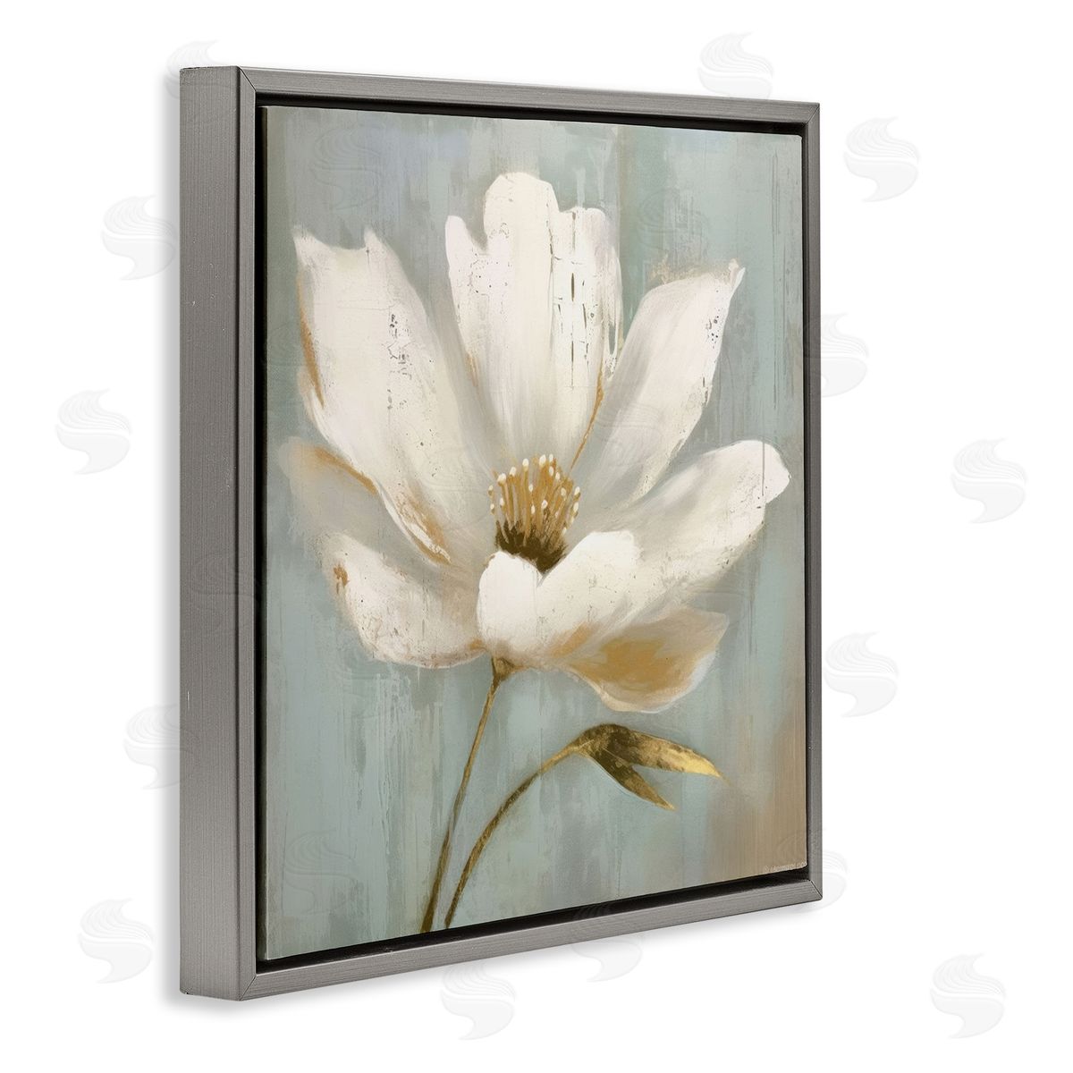 LSR Creative Studio Gold Brushed Flower Canvas Wall Art Print