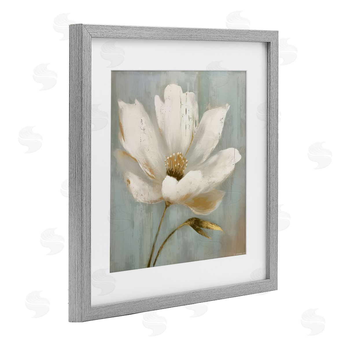 LSR Creative Studio Gold Brushed Flower Canvas Wall Art Print