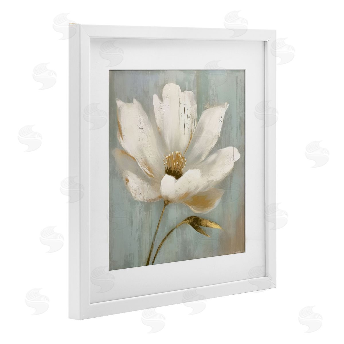 LSR Creative Studio Gold Brushed Flower Canvas Wall Art Print