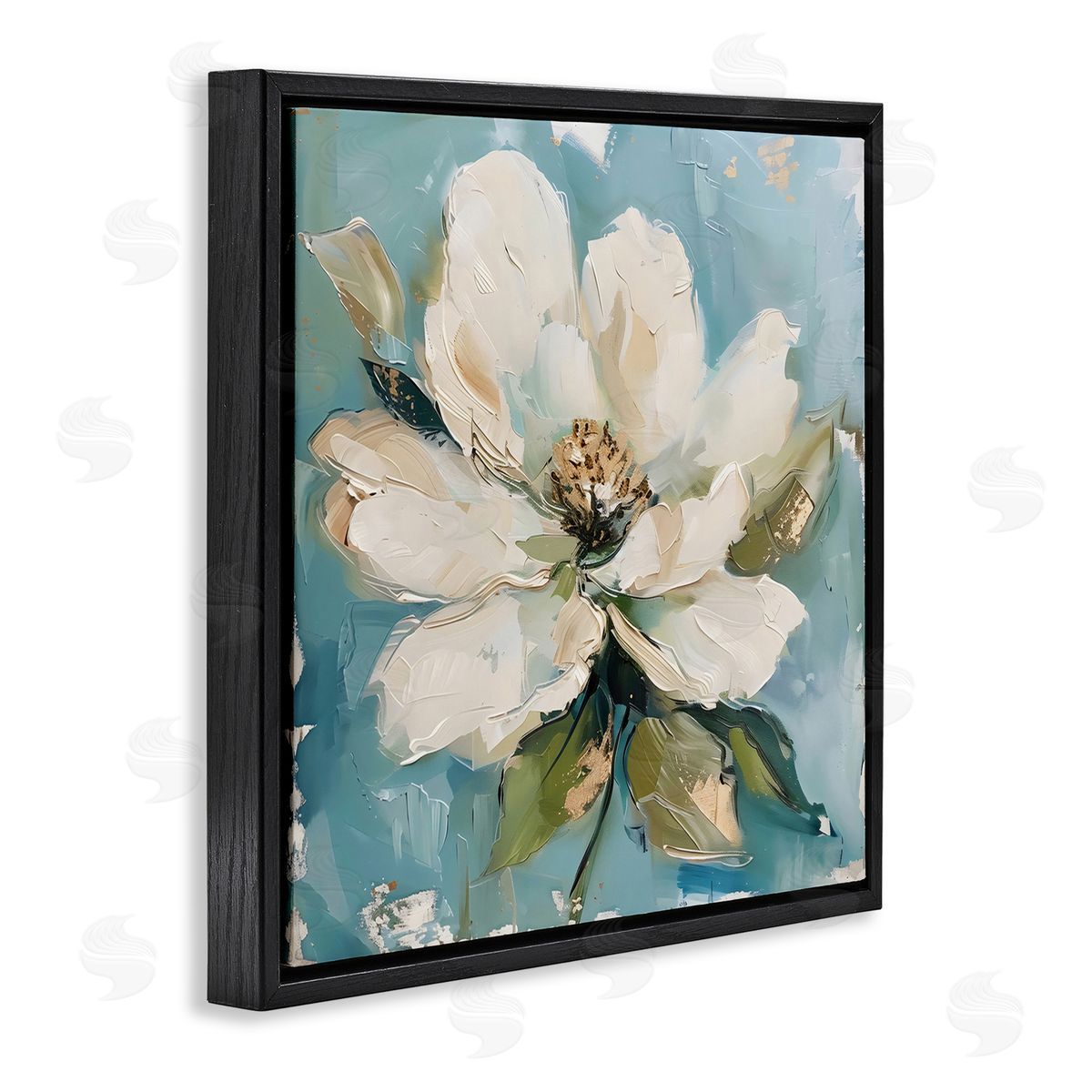 LSR Creative Studio White Floral Blues Canvas Wall Art Print