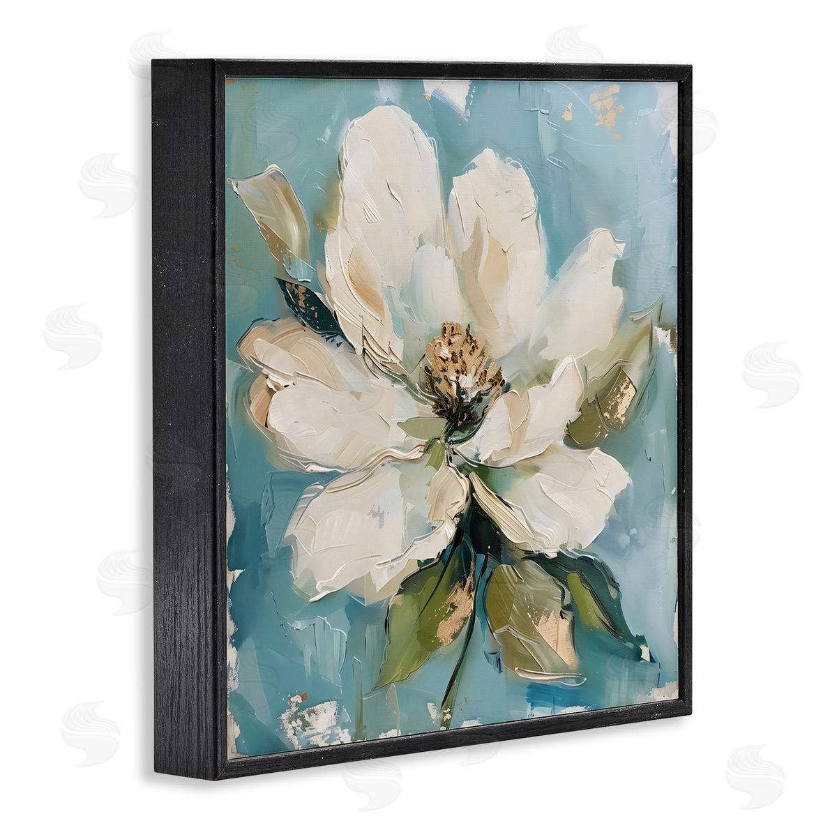 LSR Creative Studio White Floral Blues Canvas Wall Art Print