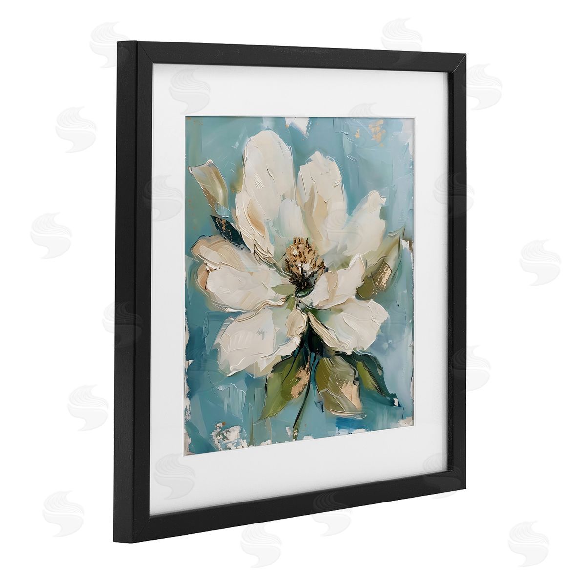 LSR Creative Studio White Floral Blues Canvas Wall Art Print