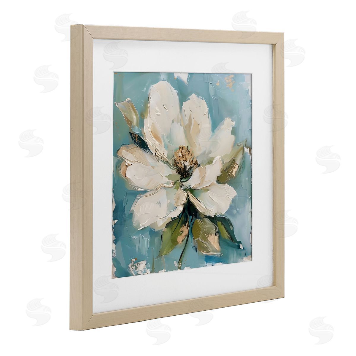 LSR Creative Studio White Floral Blues Canvas Wall Art Print