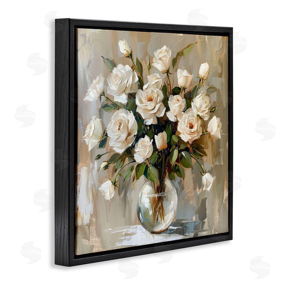 LSR Creative Studio White Roses In Vase Canvas Wall Art Print