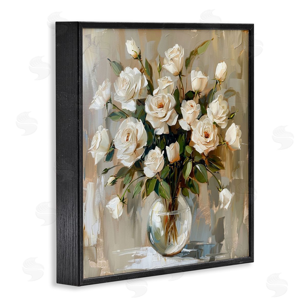 LSR Creative Studio White Roses In Vase Canvas Wall Art Print