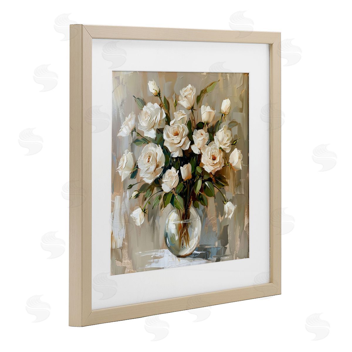 LSR Creative Studio White Roses In Vase Canvas Wall Art Print