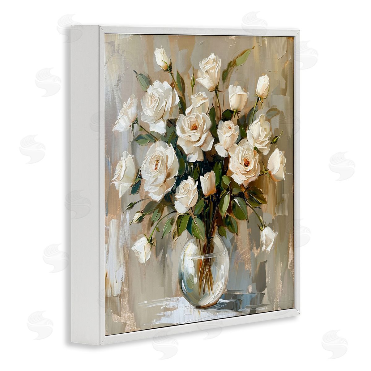 LSR Creative Studio White Roses In Vase Canvas Wall Art Print