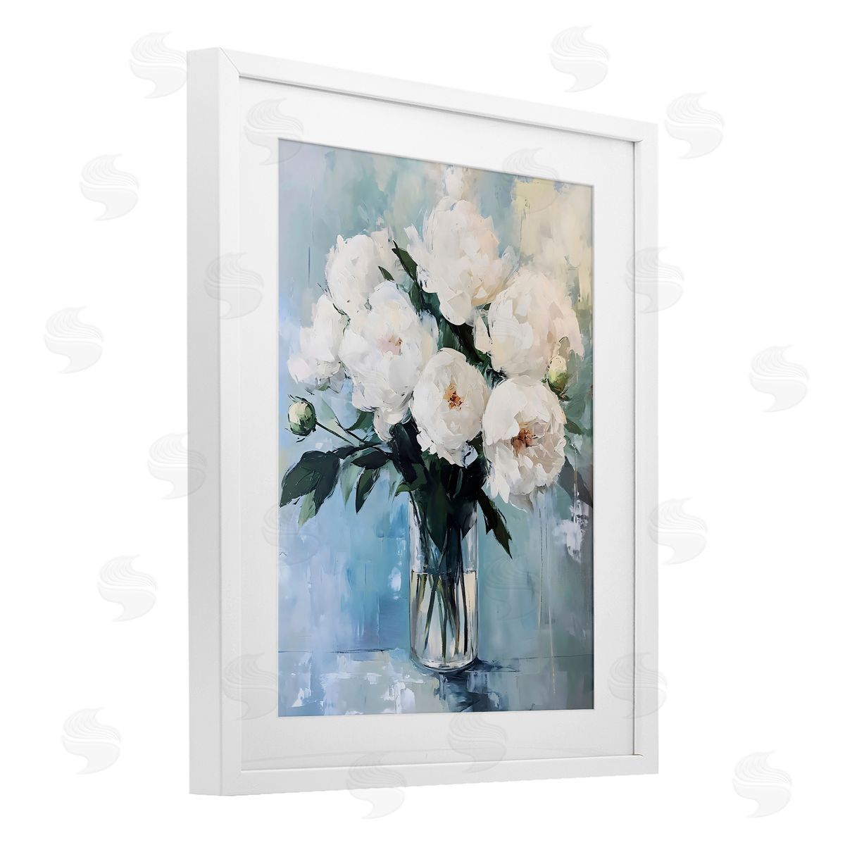 LSR Creative Studio Vase Of White Peonies Canvas Wall Art Print