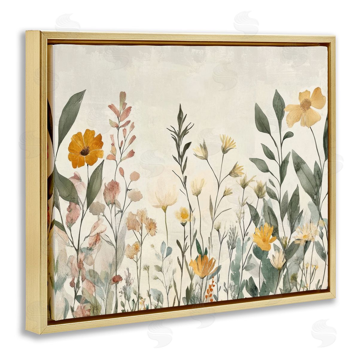 Petal Prints Design Shades Of Yellow Flowers Canvas Wall Art Print