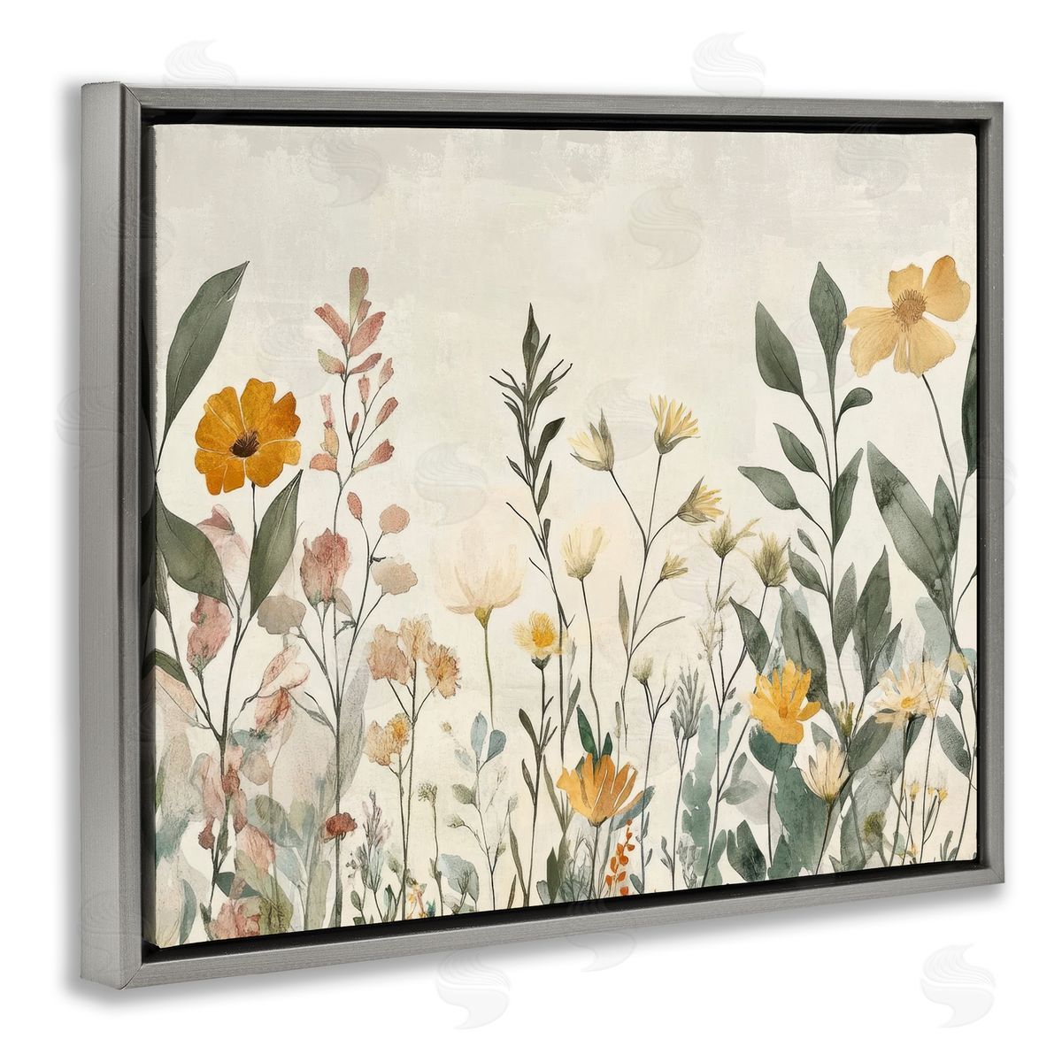 Petal Prints Design Shades Of Yellow Flowers Canvas Wall Art Print