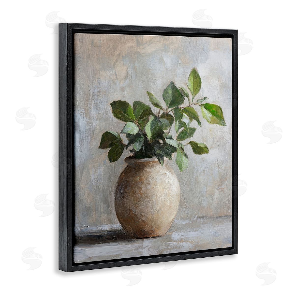 Petal Prints Design Potted Green House Plant Canvas Wall Art Print