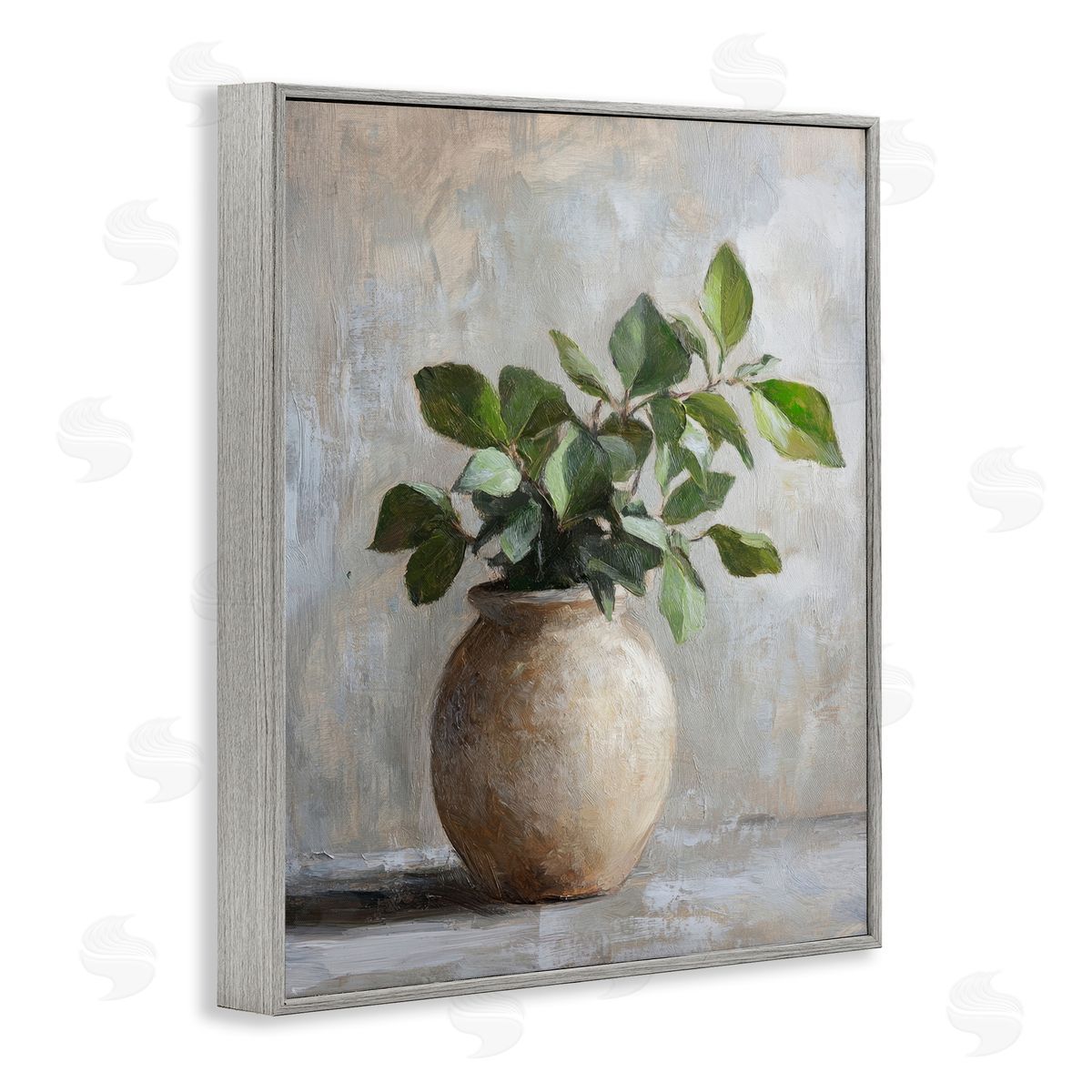 Petal Prints Design Potted Green House Plant Canvas Wall Art Print