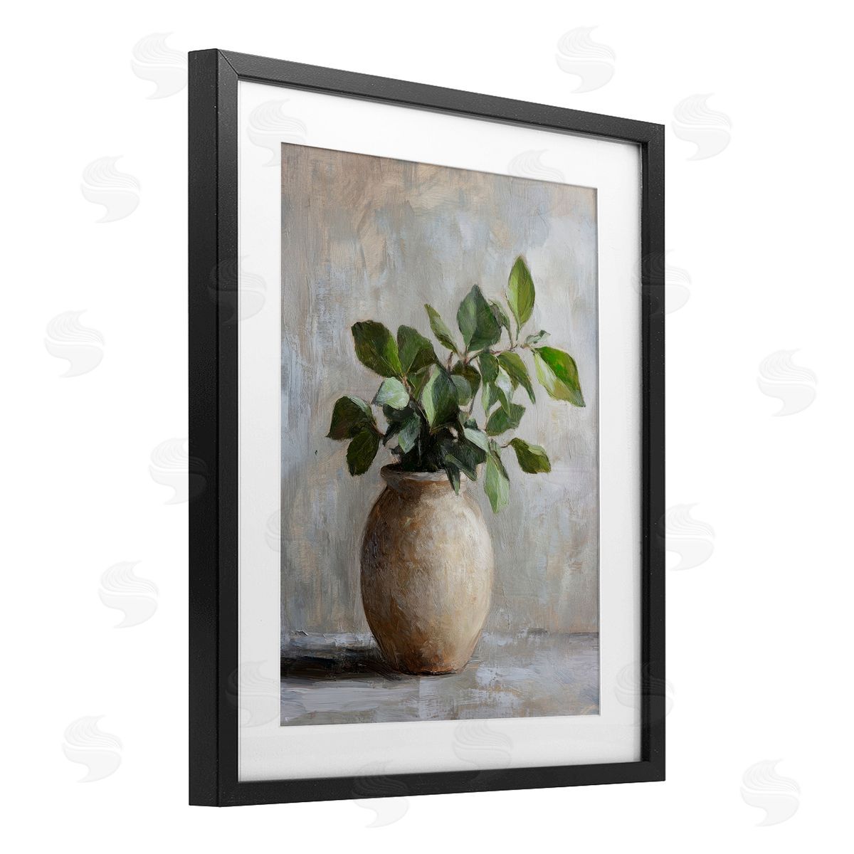 Petal Prints Design Potted Green House Plant Canvas Wall Art Print