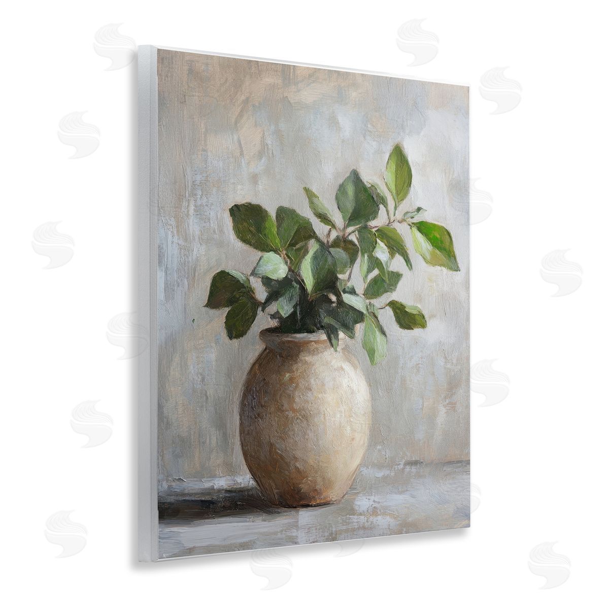 Petal Prints Design Potted Green House Plant Canvas Wall Art Print