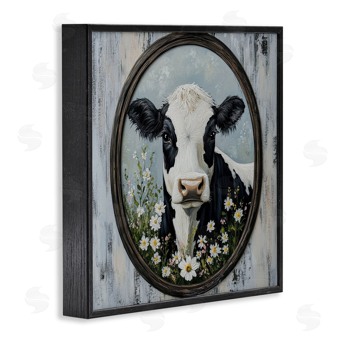 Petal Prints Design Classic Cow & Daisy Portrait Canvas Wall Art Print