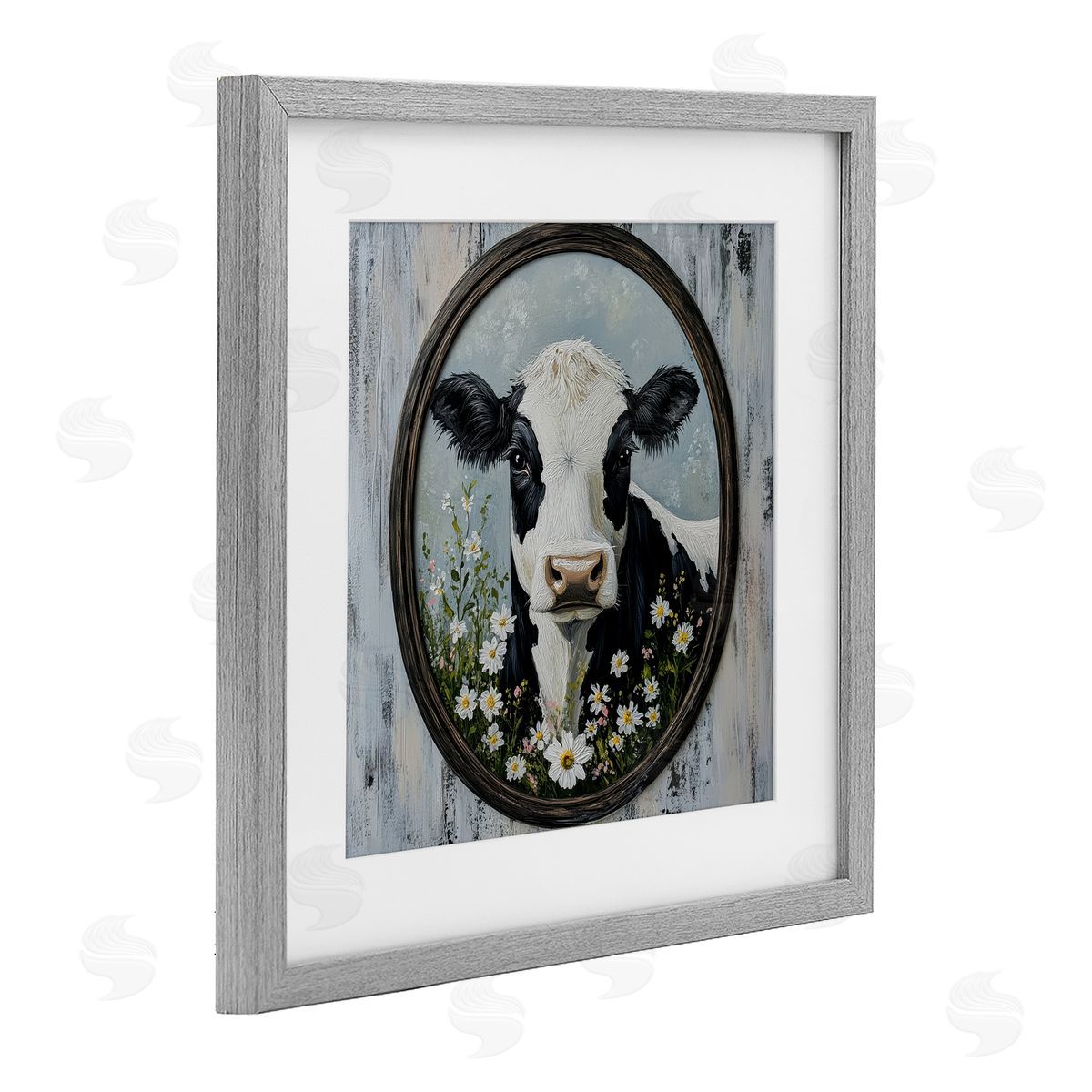 Petal Prints Design Classic Cow & Daisy Portrait Canvas Wall Art Print