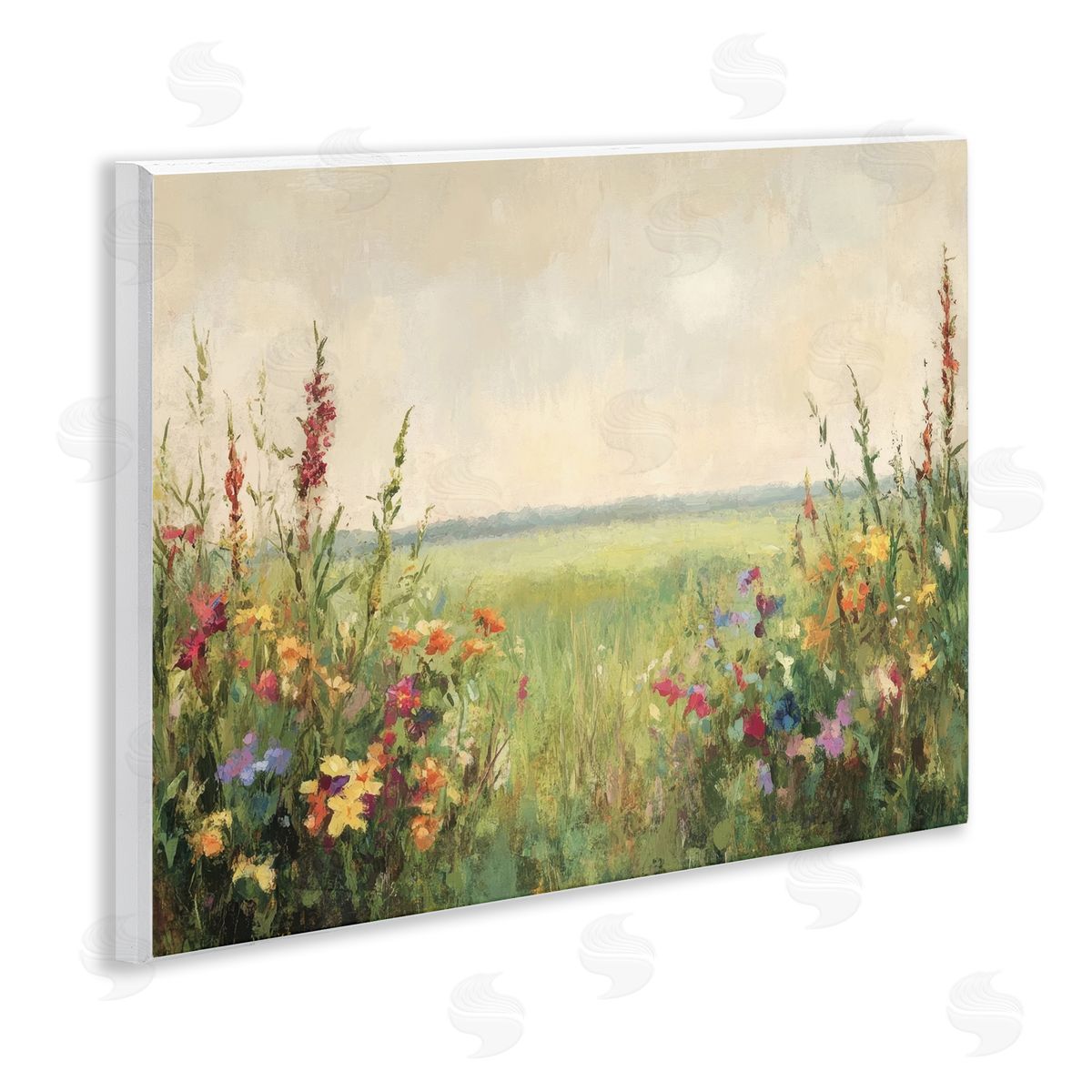 Petal Prints Design Warm Painted Meadow Canvas Wall Art Print