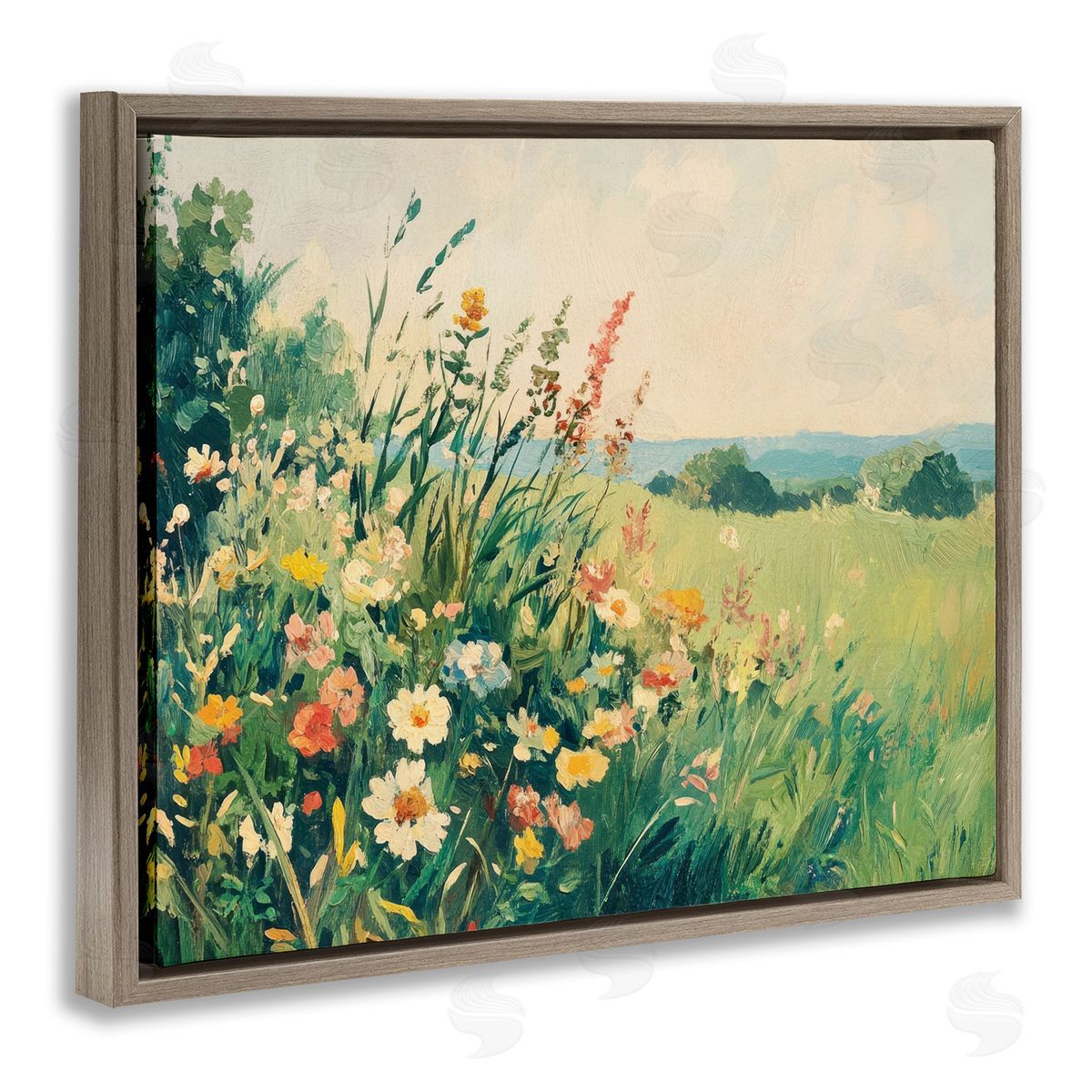 Petal Prints Design Vintage Wildflowers in Field Canvas Wall Art Print