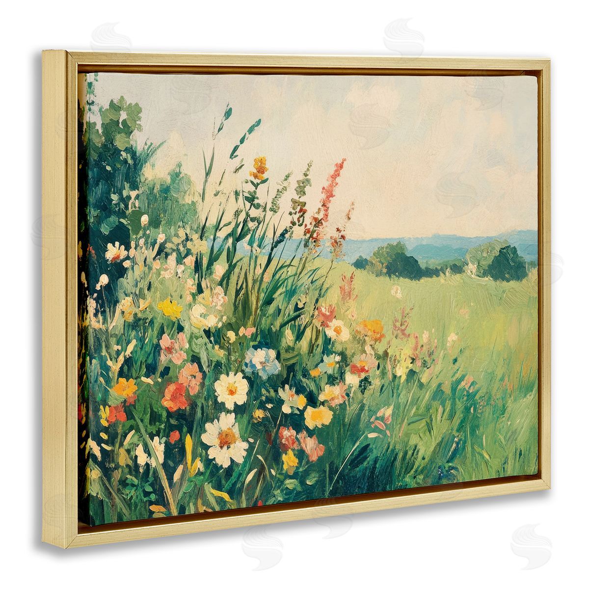 Petal Prints Design Vintage Wildflowers in Field Canvas Wall Art Print