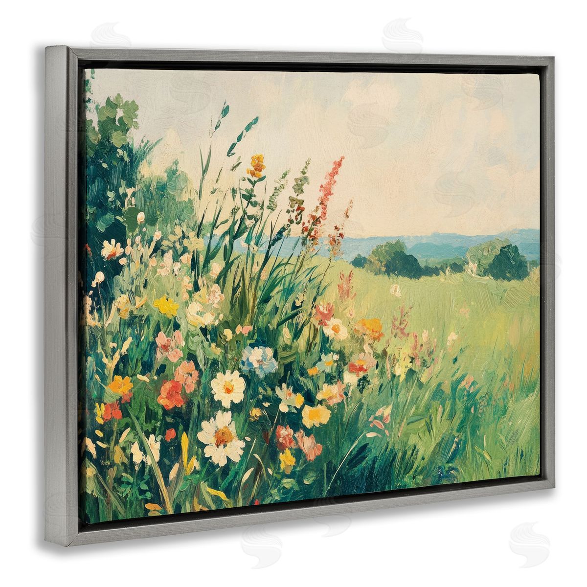 Petal Prints Design Vintage Wildflowers in Field Canvas Wall Art Print