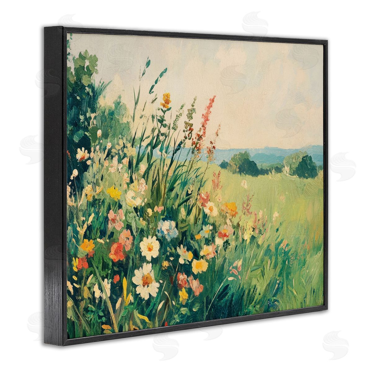 Petal Prints Design Vintage Wildflowers in Field Canvas Wall Art Print