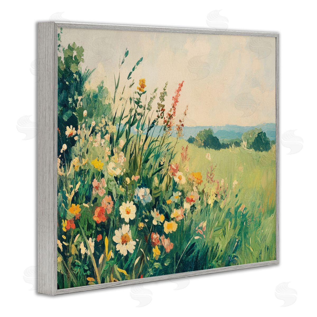 Petal Prints Design Vintage Wildflowers in Field Canvas Wall Art Print