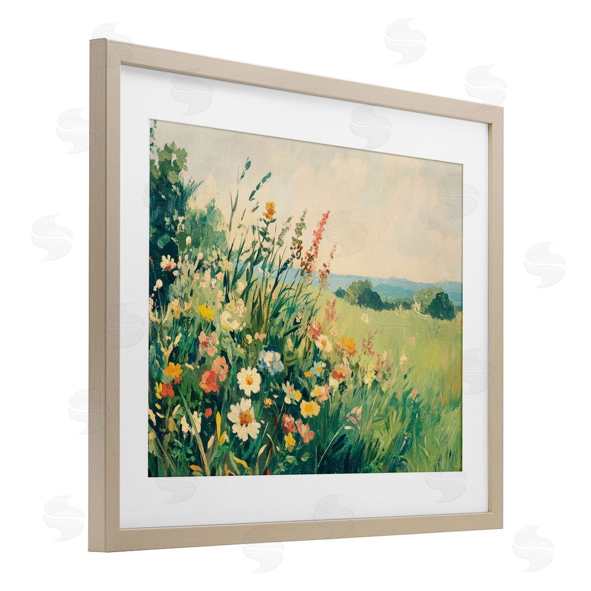 Petal Prints Design Vintage Wildflowers in Field Canvas Wall Art Print