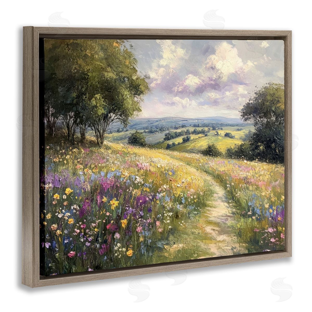 Petal Prints Design Peaceful Path Through Meadow Canvas Wall Art Print