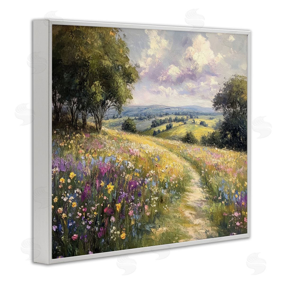Petal Prints Design Peaceful Path Through Meadow Canvas Wall Art Print