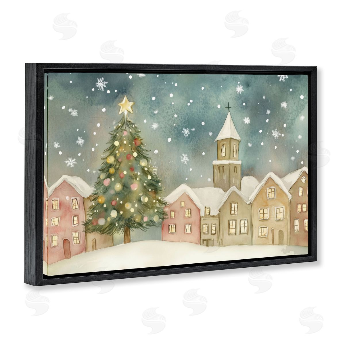 LSR Design Studio Christmas Village Snowfall Canvas Wall Art Print