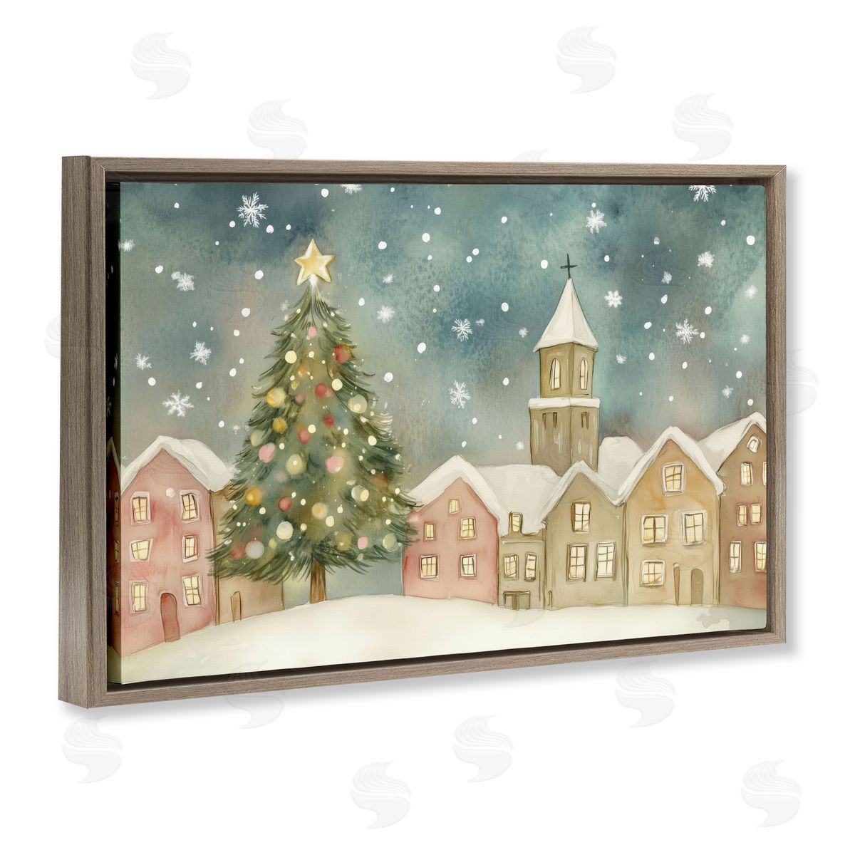 LSR Design Studio Christmas Village Snowfall Canvas Wall Art Print