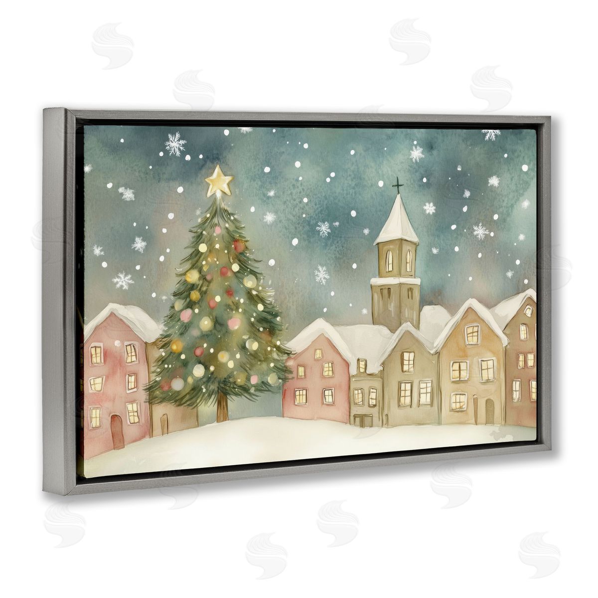 LSR Design Studio Christmas Village Snowfall Canvas Wall Art Print