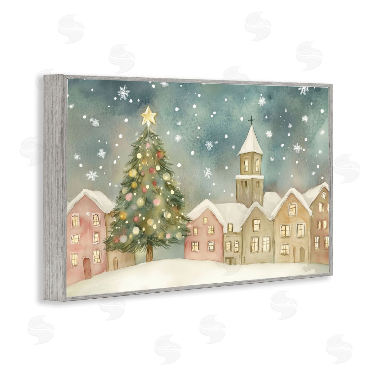 LSR Design Studio Christmas Village Snowfall Canvas Wall Art Print