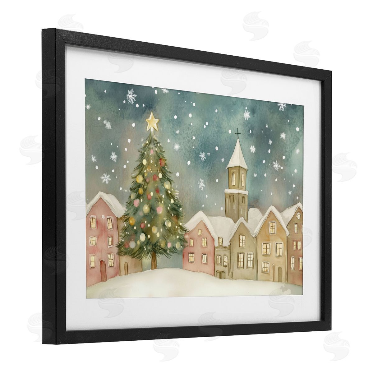 LSR Design Studio Christmas Village Snowfall Canvas Wall Art Print