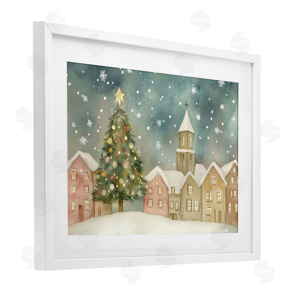 LSR Design Studio Christmas Village Snowfall Canvas Wall Art Print