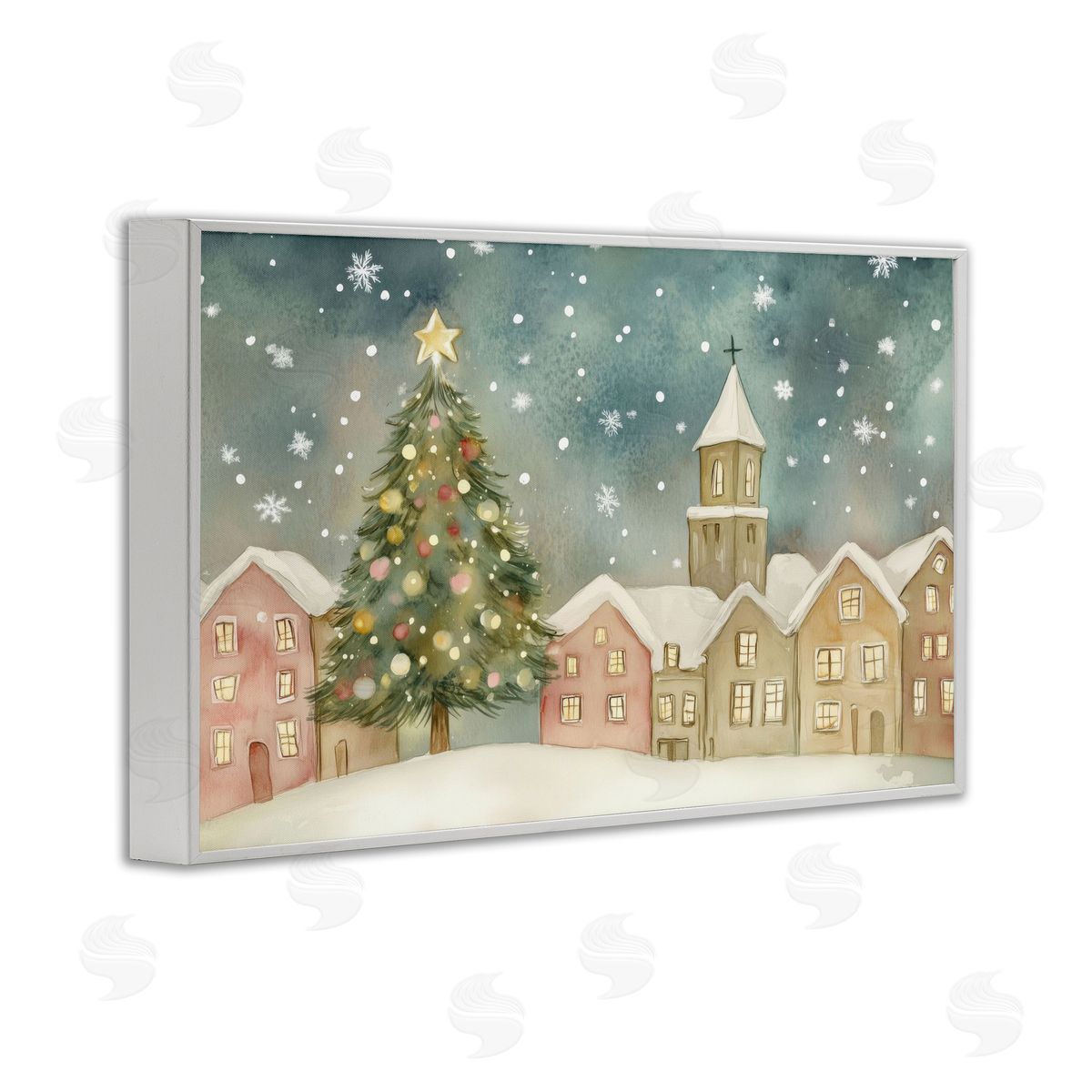 LSR Design Studio Christmas Village Snowfall Canvas Wall Art Print