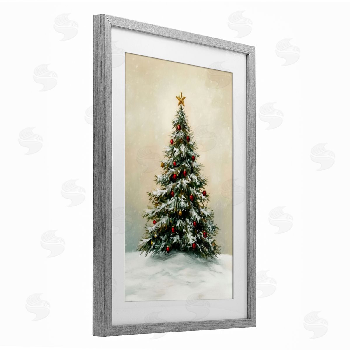 LSR Design Studio Winter Tree with Ornaments Canvas Wall Art Print