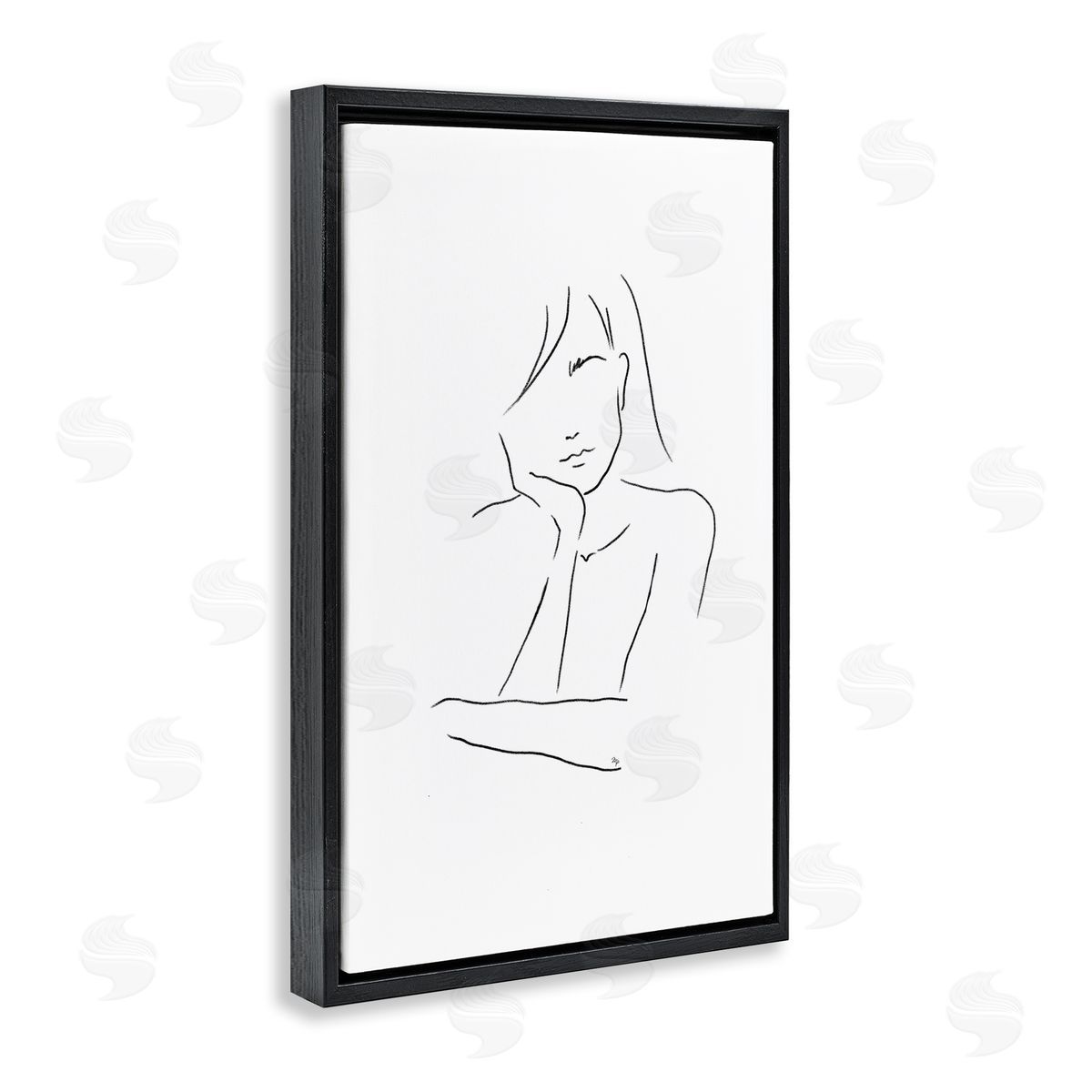 Martina Pavlova Sad Female Line Drawing Canvas Wall Art Print