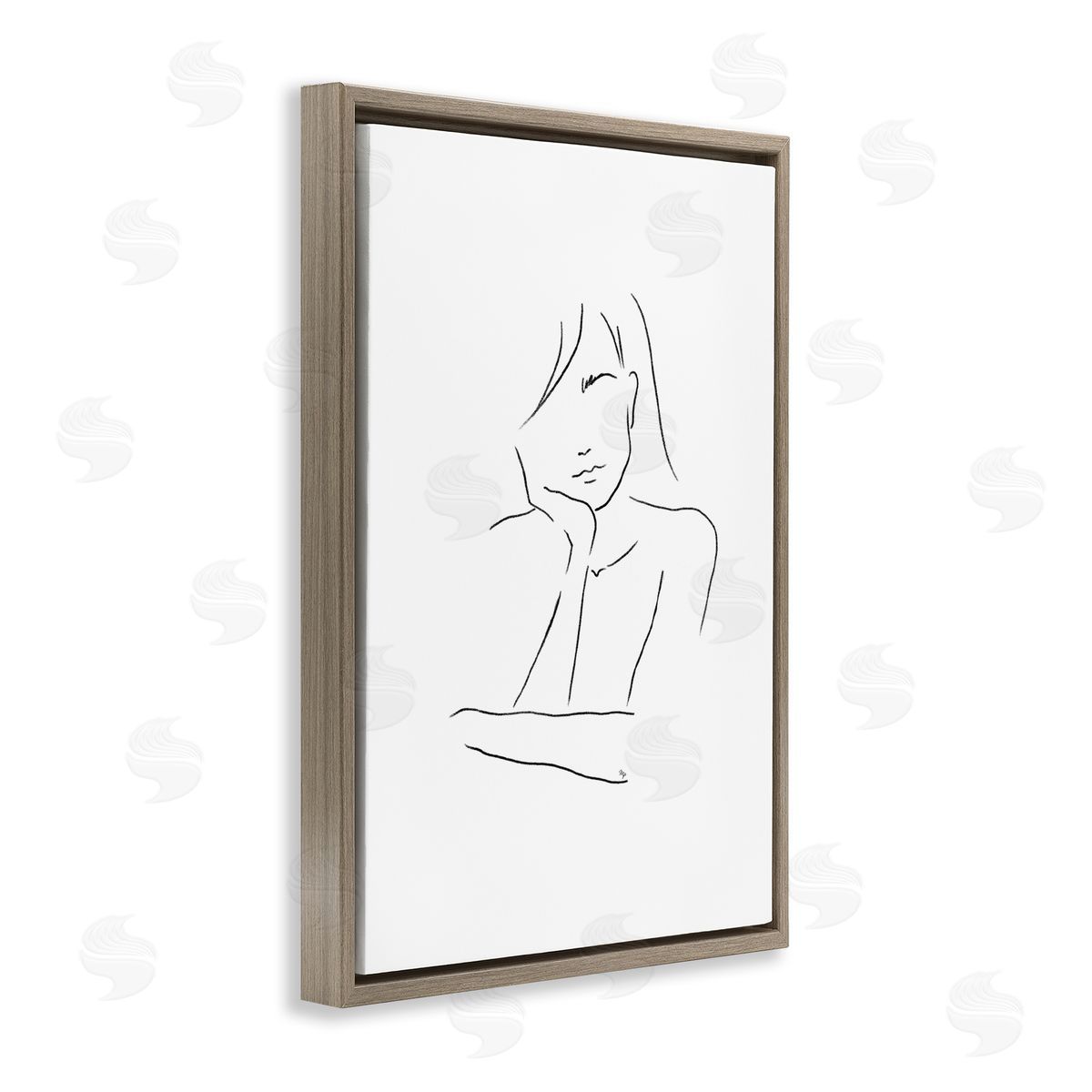Martina Pavlova Sad Female Line Drawing Canvas Wall Art Print