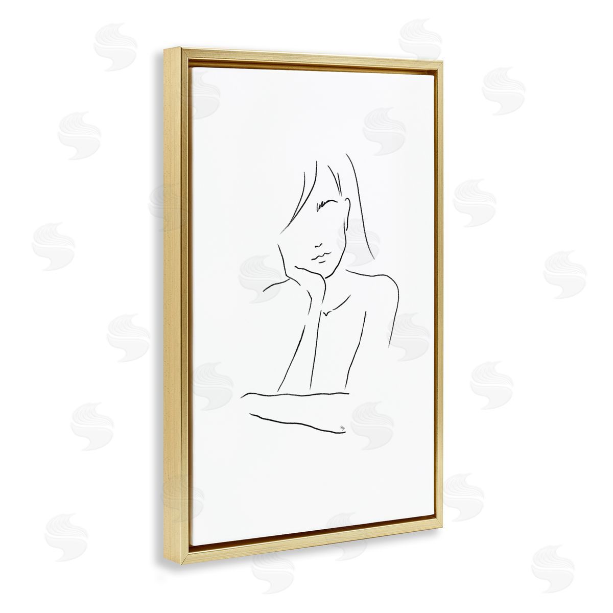Martina Pavlova Sad Female Line Drawing Canvas Wall Art Print