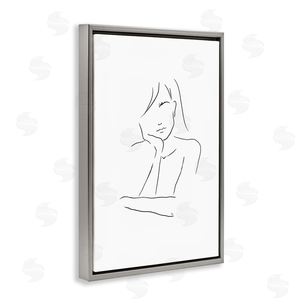 Martina Pavlova Sad Female Line Drawing Canvas Wall Art Print