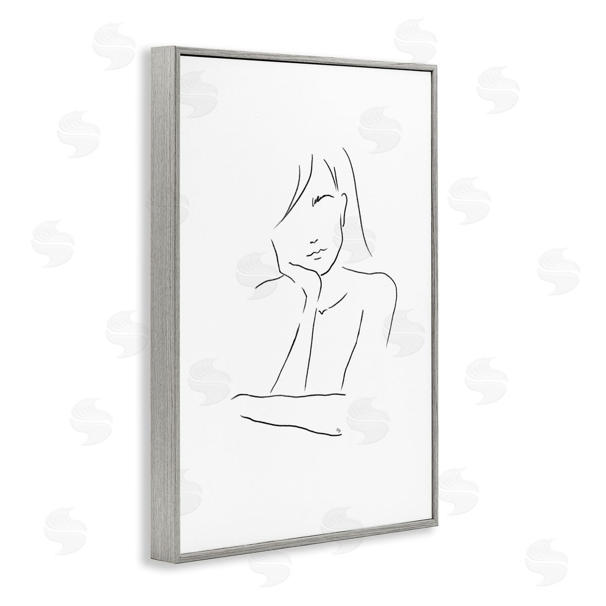 Martina Pavlova Sad Female Line Drawing Canvas Wall Art Print