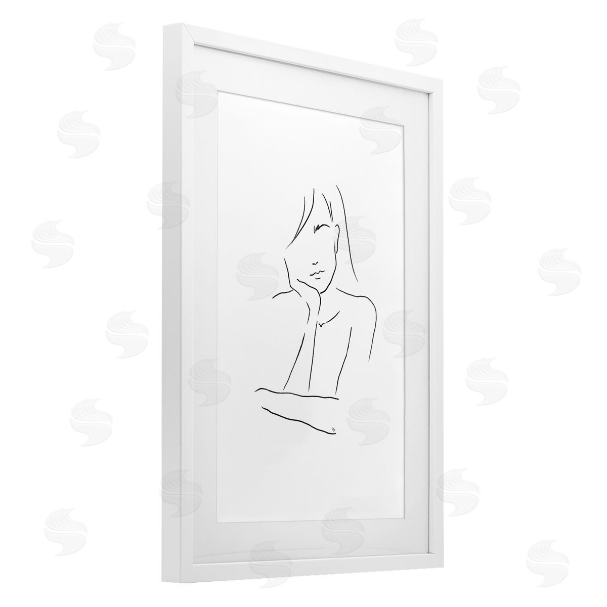 Martina Pavlova Sad Female Line Drawing Canvas Wall Art Print