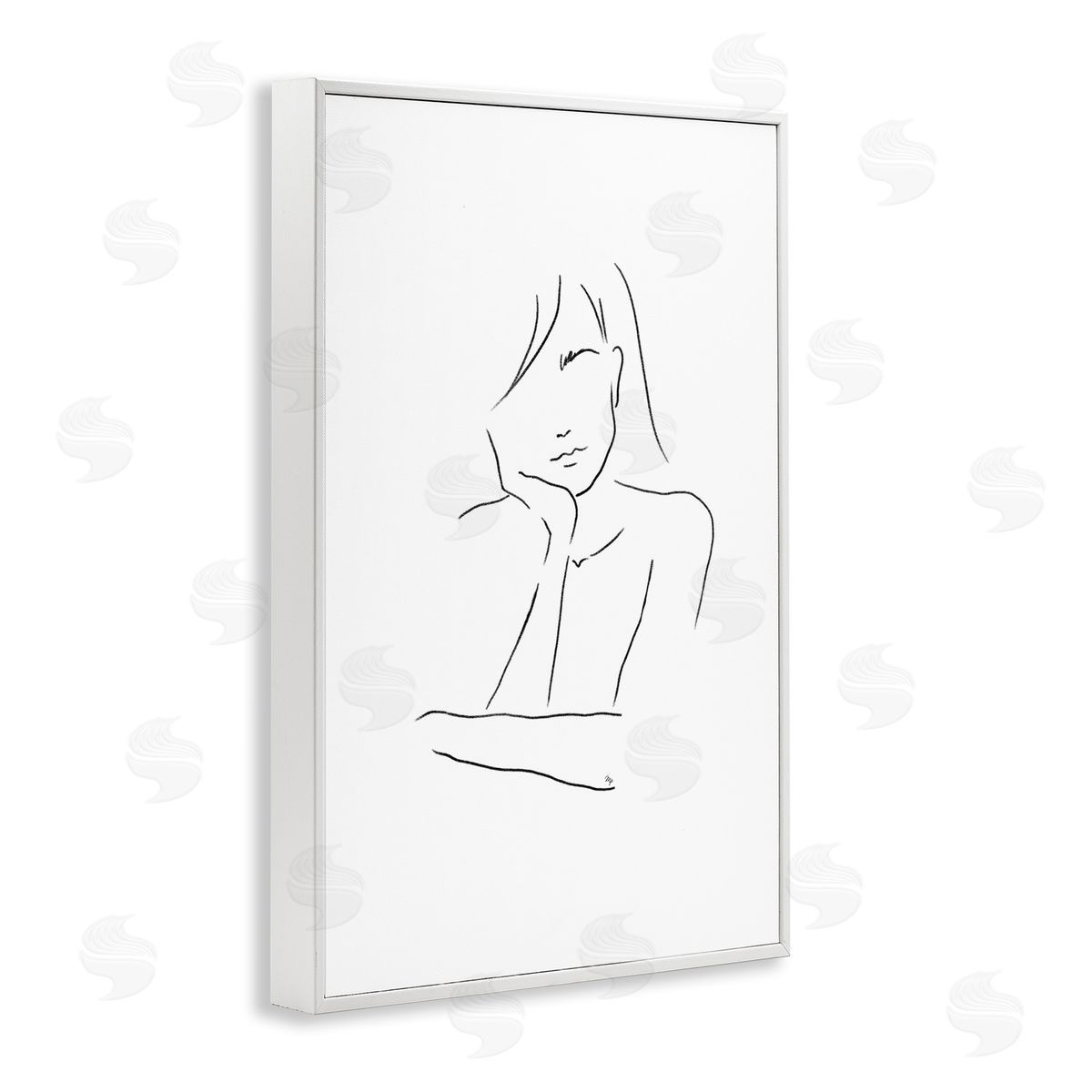 Martina Pavlova Sad Female Line Drawing Canvas Wall Art Print