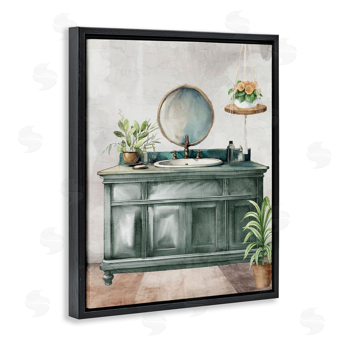 Kim Allen Bath Greens Botanical Vanity Canvas Wall Art Print